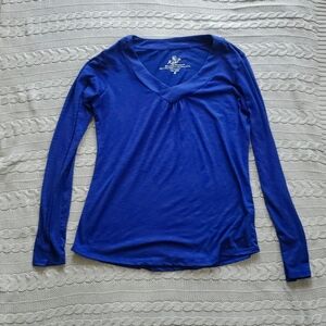 Kuhl Blue Long Sleeve V-Neck Shirt Top Blouse Medium EUC